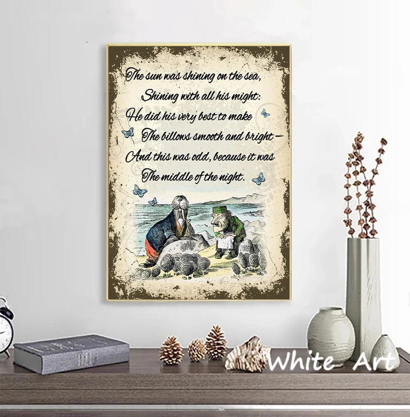 Fairy Book Alice In Wonderland Poster Rabbit Vintage Canvas Painting HD Print Wall Art Picture Living Room Children\'s Room Decor