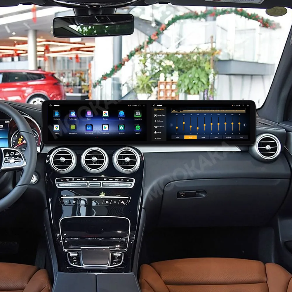 راديو تلقائي أندرويد Carplay 24.6 "لمرسيدس بنز C الفئة GLC 2019 2020 شاشة مزدوجة سيارة ستيريو مشغل وسائط متعددة لتحديد المواقع والملاحة #3