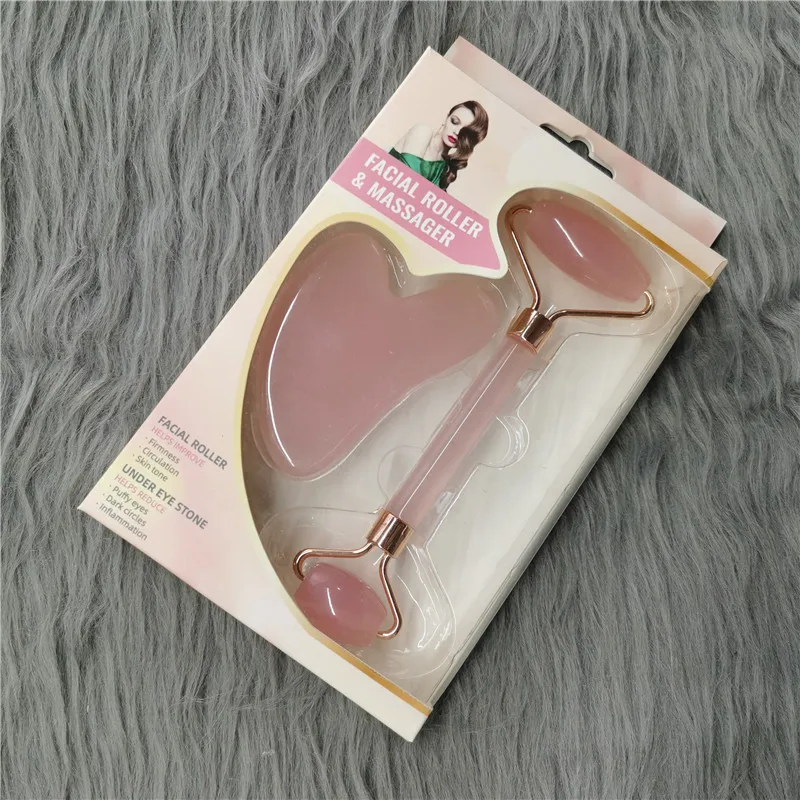 Face Massage Roller Rose Natural Resin Crystal Slimmer Lift Wrinkle Double Chin Remover Beauty Care Slimming Guasha Tools