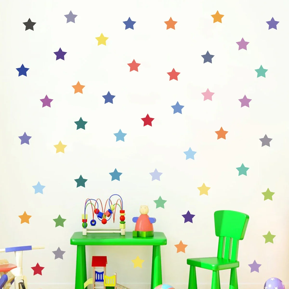 3Pcs Colorful Star Furniture Wall Stickers for Windows Door Kids Room Bedroom Decoration Children\'s Room Decor Living Room DIY