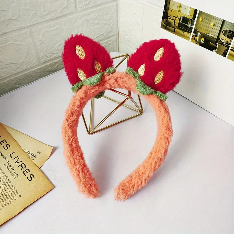 

Soft Strawberry Hairband Non-Slip Wide Headband for Women Makeup Skincare Face Washing Bathing Daily Accessories