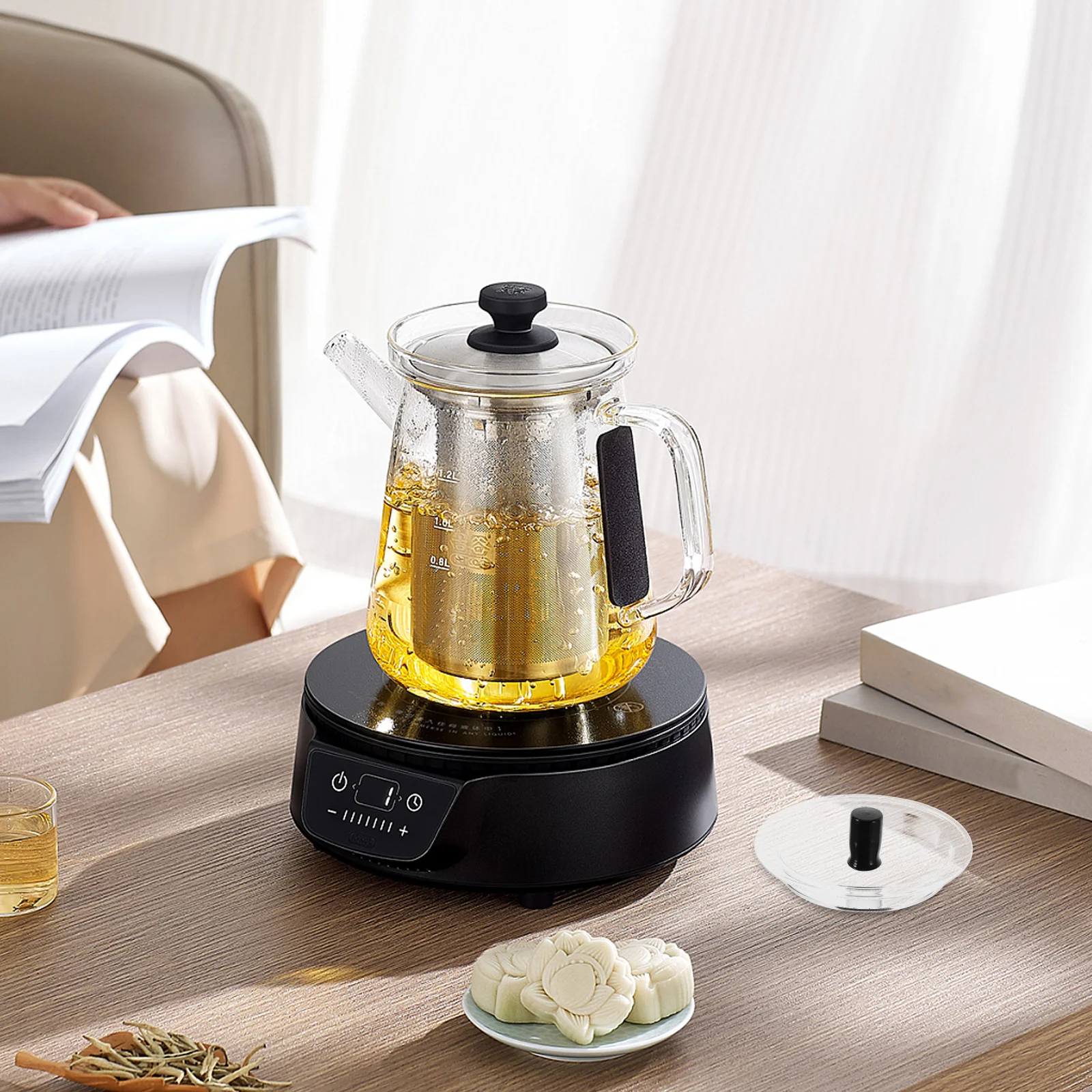 

Glass Teapot Replacement Lid Clear Transparent Cover Kettle Top for Chinese Matcha Accessories