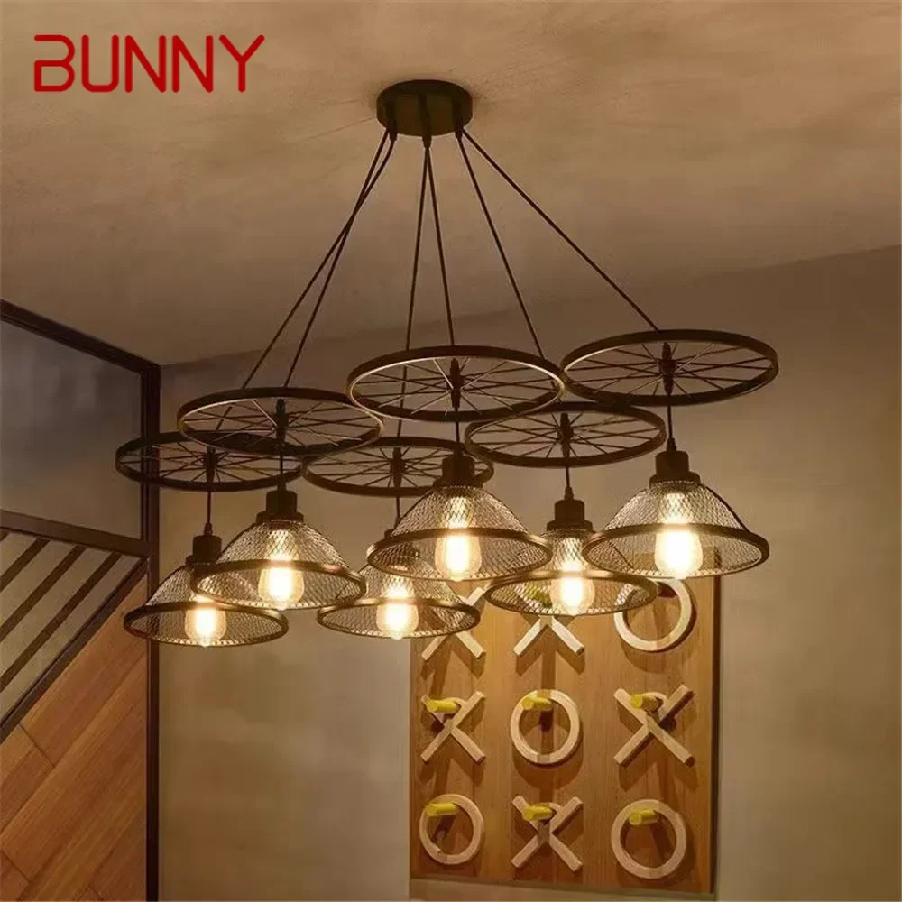 BUNNY American Retro Pendent Lamp Industrial Wind Living Room Restaurant Loft Clothing Store Cafe Bar Box Homestay Chandelier