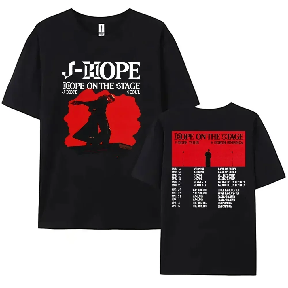 

J-hope hope on the stage tour double-sided printed T-Shirt women J hope world tour tee is summer O-neck short sleeve casual tops