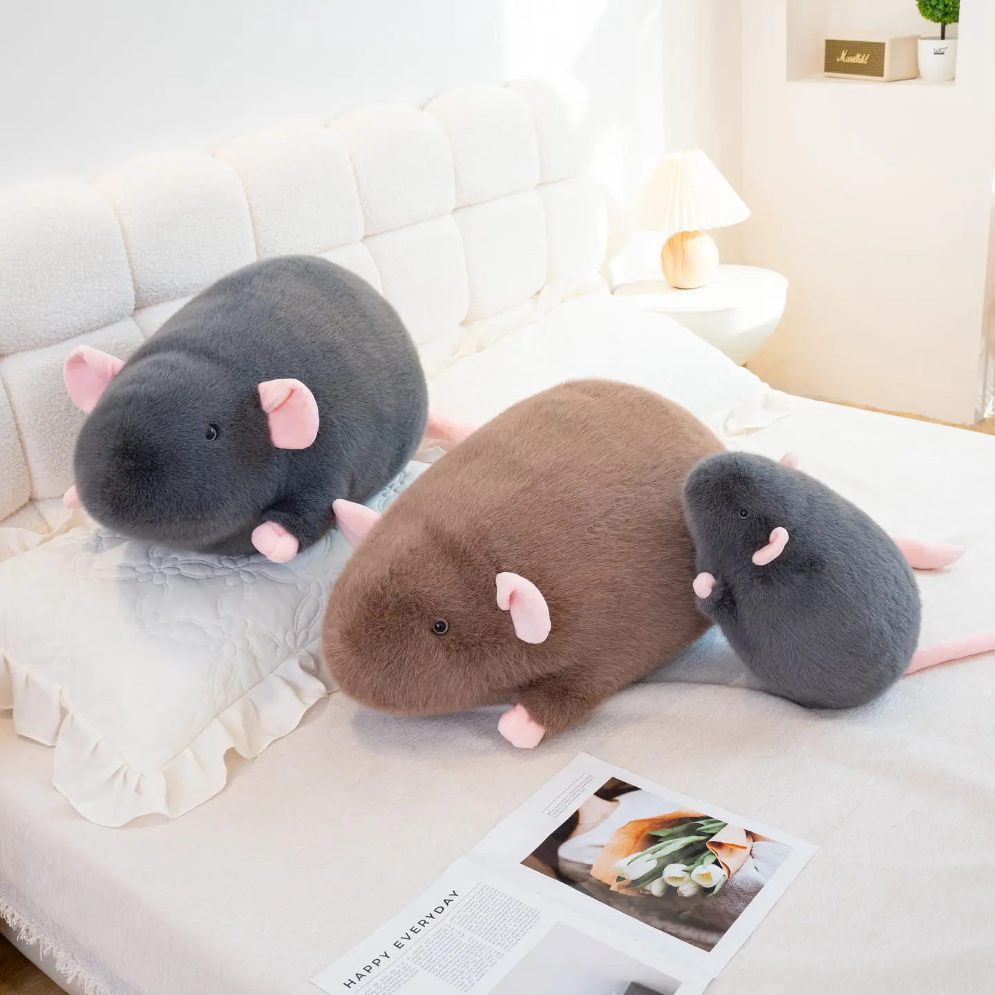 Lifelike Mouse Soft Plush Toy Lovely Rat Pillow Funny Doll Grey Mice Full Stuffed Animal Room Decor Creative Birthday Xmas Gifts