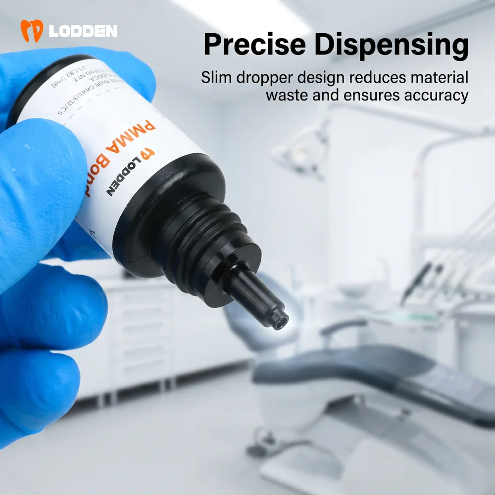LODDEN 5ml PMMA Bond Light-Cured Acrylic Resin Denture Teeth Bonding Dental Material for Partial & Complete Edentulism