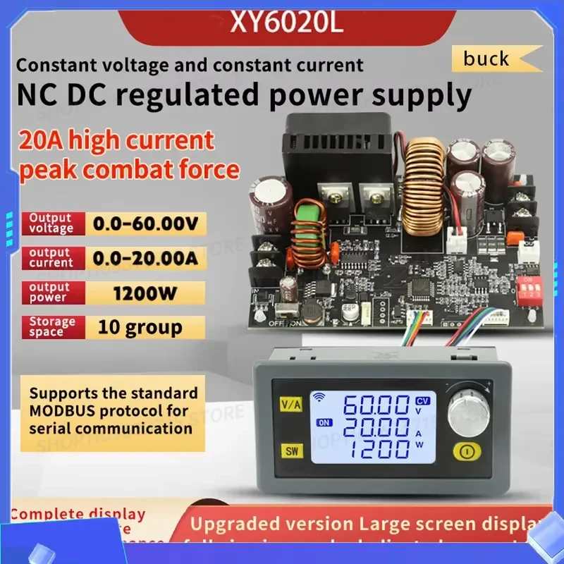 for XY6020L 20A 1200W DC 6V-70V to 0-60V Buck Module CNC Adjustable Voltage Regulator Board CV CC Step Down Power Supply
