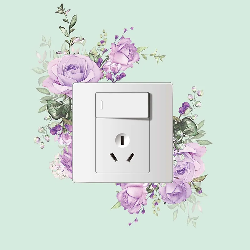 Dekorative Blumen-Aufkleber für Schalter, warme Wandaufkleber, Lichtschalter- und Steckdosen-Layout-Aufkleber, selbstklebende wasserdichte Tapete – Detail 13