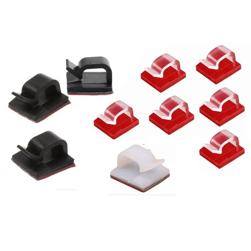 50Pcs Self-adhesive Cable Clip Plastic Wire Management Cable Clamp Fixer Holder With Buckle Line Practical Cable Organizer Clip