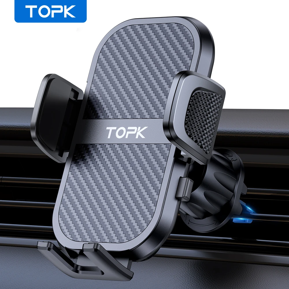 TOPK Air Vent Car Mount,[Big Phones&Thick Case Friendly]Cell Phone Holder for Car Hands Free Clamp Cradle Vehicle for All Phones