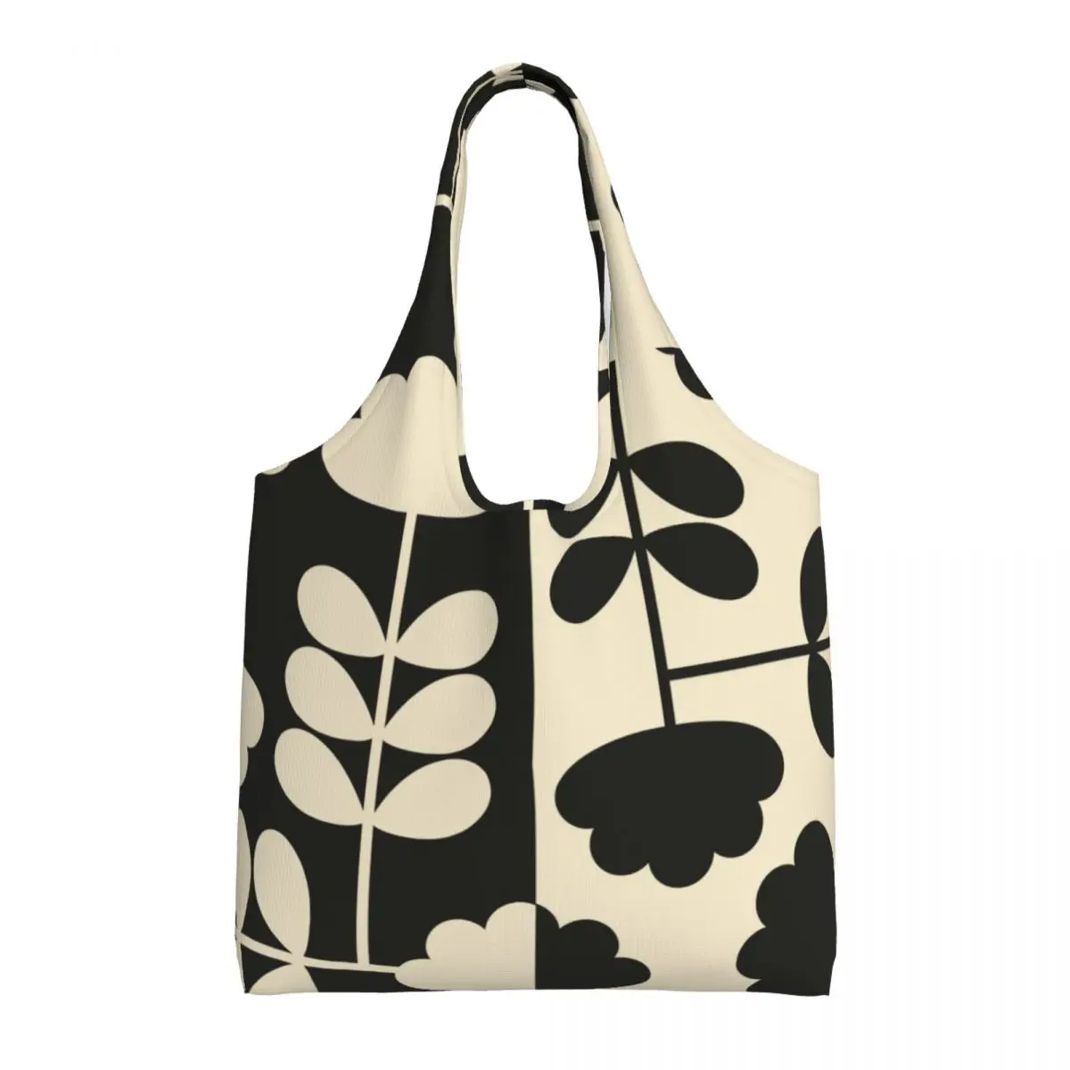 Custom Recycling Print Cut Stem Orla Kiely Shopping Bag Women Shoulder Canvas Tote Bag Washable Groceries Shopper Bags Handbags