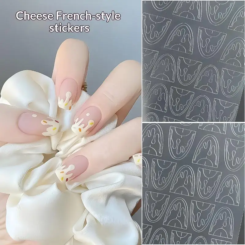 Transparente Hohlspitzen-Nagelaufkleber im Französischen Stil, Selbstklebende Nagelkunst-Abziehbilder, Einfache Kantenvorlagen und Slider