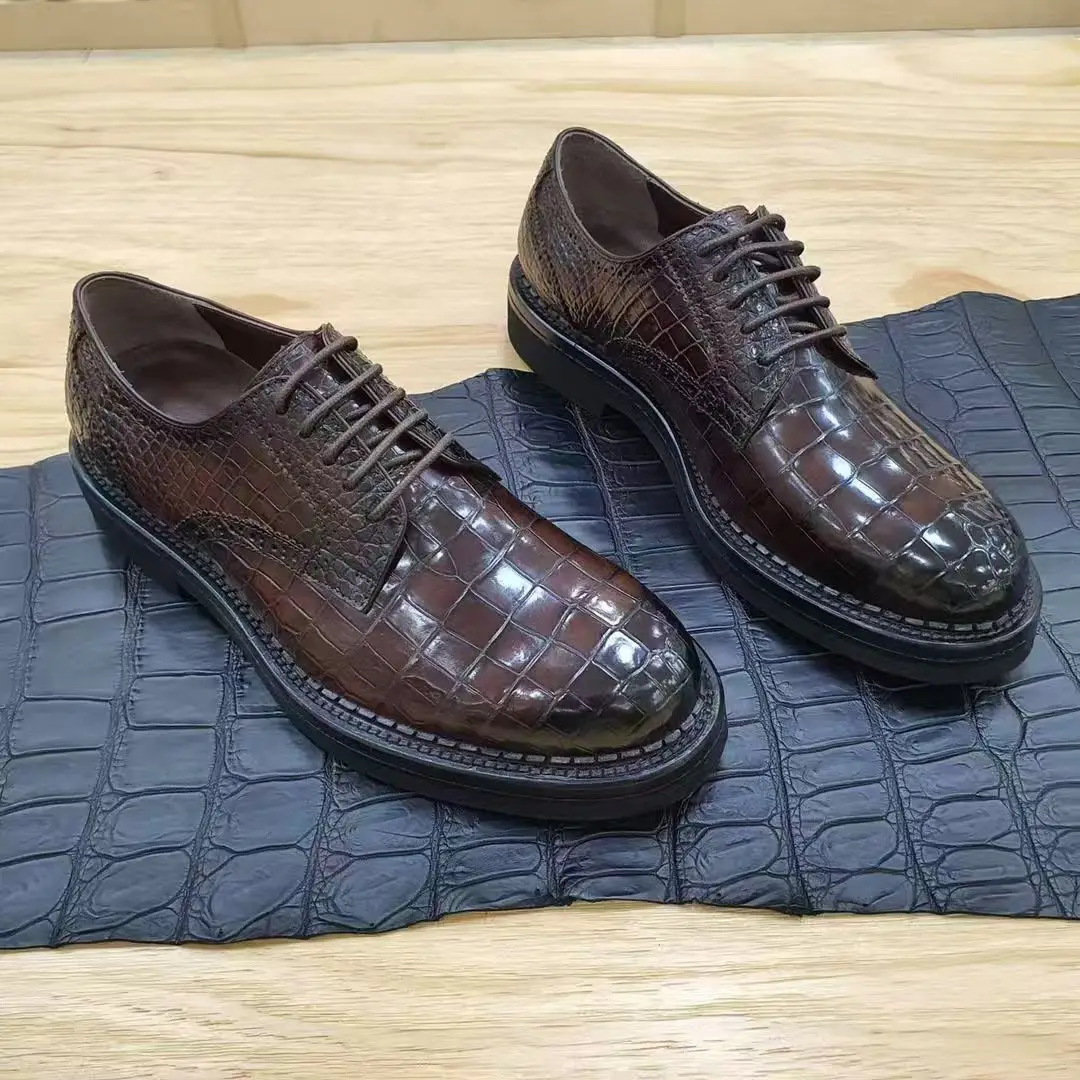 2025 New Version Genuine Crocodile Skin Men Shoes Colorful Coffee Brown Black with Cow Skin Lining Top Quality Fashion Men Shoe