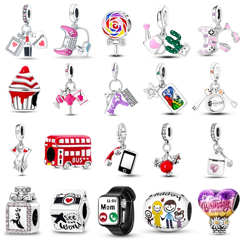 2023 New Charms 925 Sterling Silver Ice Cream Lollipop Colorful Hot Air Balloon Charms Bead Fit For Original Pandora Bacelet DIY