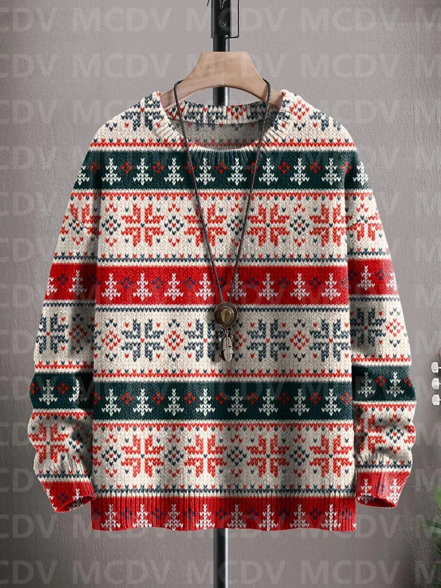 Merry Chrismas Knitted Printing Print Casual Sweatshirt Men's For Women's Pullover