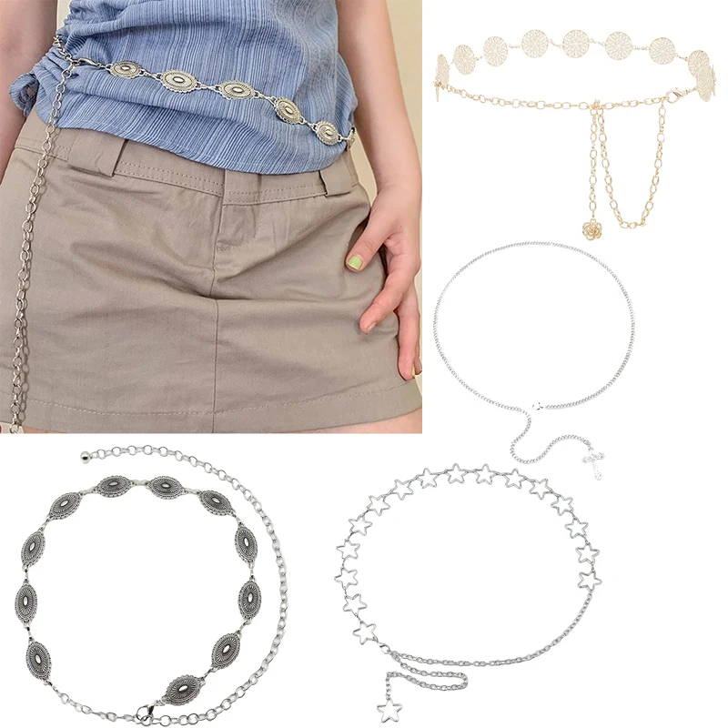 Hot Retro Versatile Ethnic Style Metal Bohemian Waist Chain Belt For Women Fashion Sweater Chain Waist Seal Body Accessories