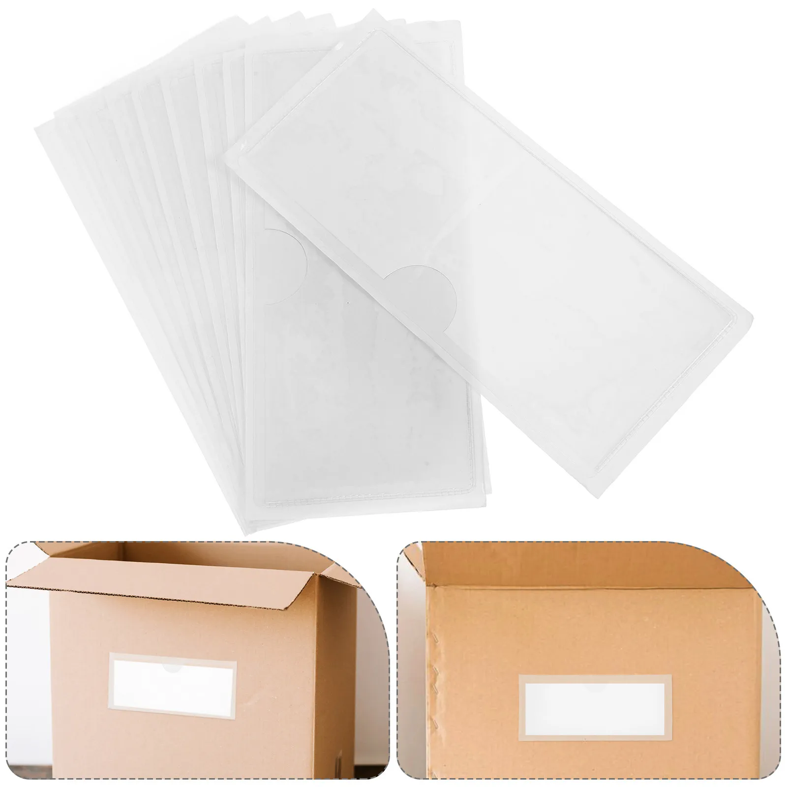 

10Pcs Clear Label Pockets with Adhesive Backing PVC Transparent for Notecard Holders Index Cards Plastic Card Sleeves Office Use