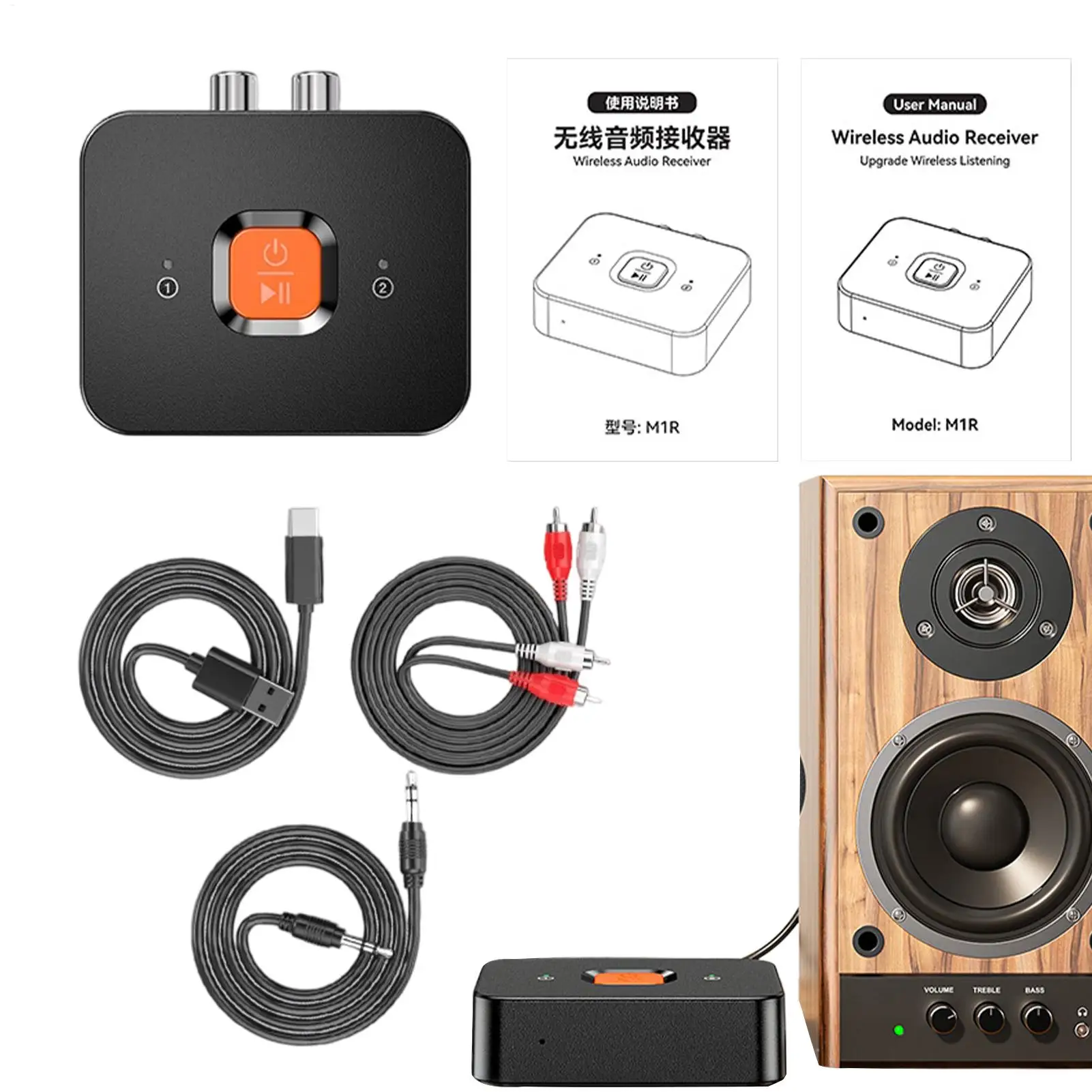 

Wireless Receiver For Home Stereo Low-Latency Wireless Audio Adapter For Gym Equipment Car Music Playback Movie Viewing Game