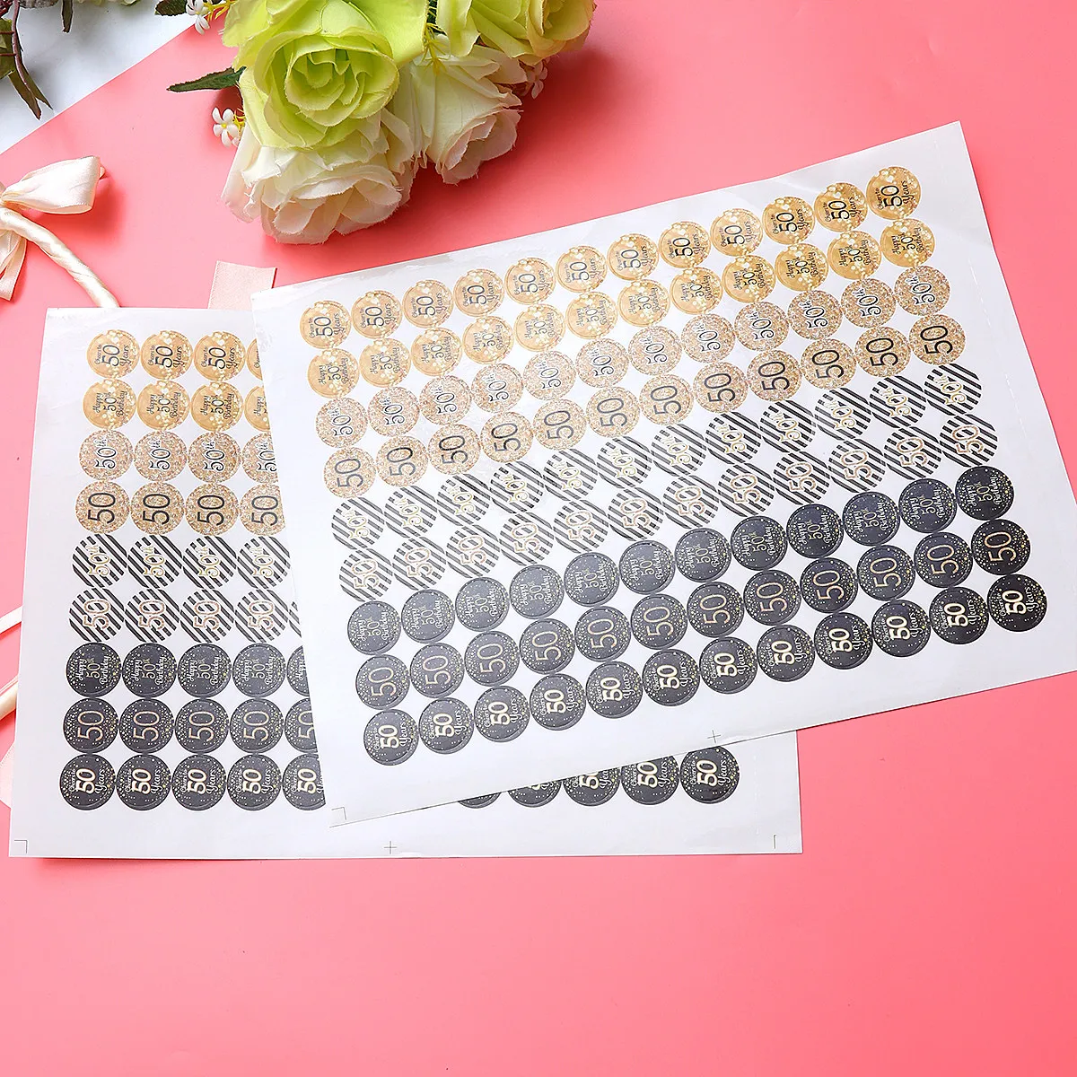 

2 листа наклеек с цифрами для украшения дня рождения, бумажные украшения на 50-летие, декор с цифрами для особых случаев