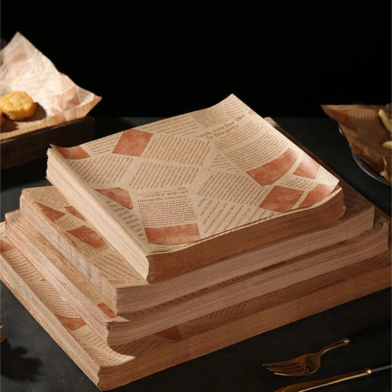 

50/100pcs Oil-Proof Paper For Wrapping Sandwich Packaging Burger Bread Fried Food Fryer Air Baking Paper Plate Mat Accessories
