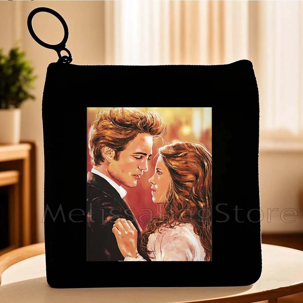 Klassieke film The Twilight Saga Edward en Bella Teen Wolf Fan Gift Canvas portemonnee tas kleine vierkante sleutelkaart tas portemonnee etui