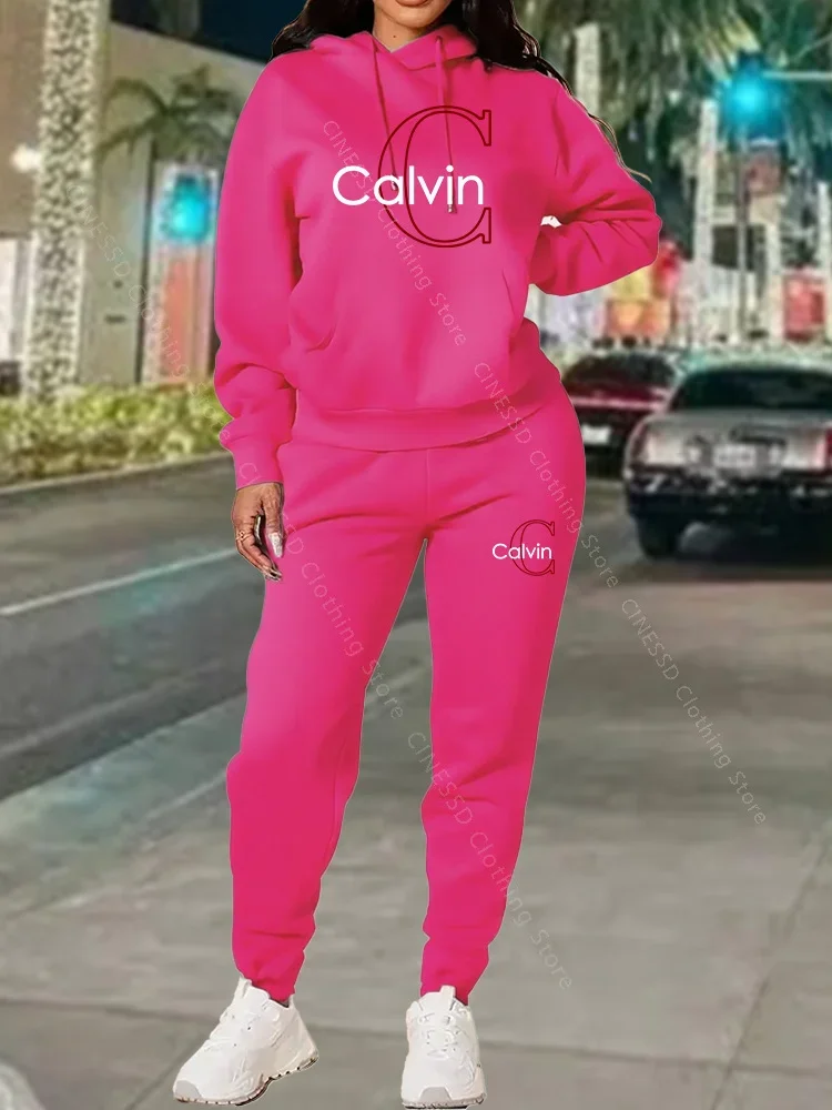 Women's Tracksuit Hoodies Pants Matching Set Fall Winter Athleisure Luxury Designer Aesthetic Jogging Sweatpants Set for Woman