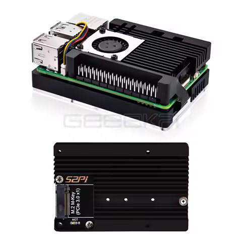 GeeekPi Armor Case with M.2 M-key PCIe3.0 x1 adapter for Raspberry Pi 5 Supports M.2 NVMe SSDs in 2230, 2242, 2260, 2280