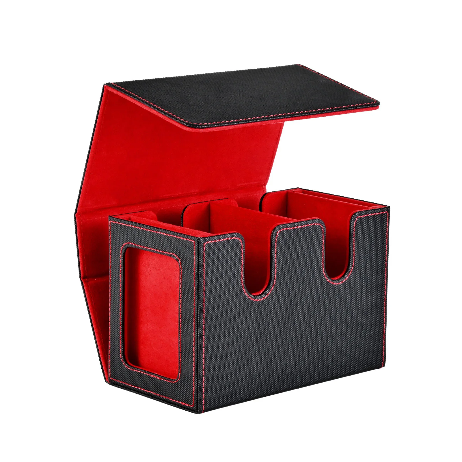 الإبداعية فصل نافذة مزدوجة بطاقة الألعاب صندوق مجلس لعبة جمع حامل بطاقة صندوق المغناطيسي بو الجلود بطاقة صندوق تخزين