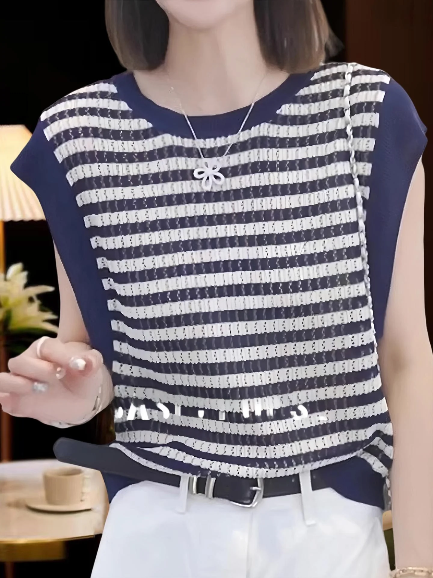 

Basic House Loose Knitted Svel round Ne Vest Women's Summer Top Thin Wool Blend Comfortable Commute Sle Basic House