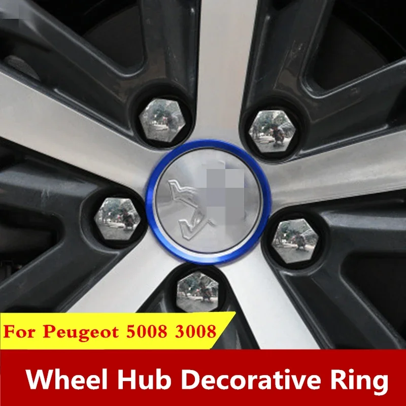 

For Peugeot 5008 3008 4007 4008 508 308 508 Aluminum alloy Wheel hub decorative ring Center Hub Caps Decoration Car Wheel Tire