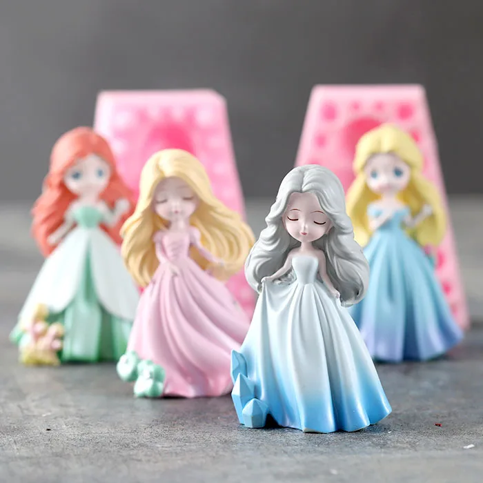 

Cartoon 3d Little Princess Girl Fairy Silicone Mold Birthday Cake Decoration Accessories Craft Supplies Plaster Resin Mold