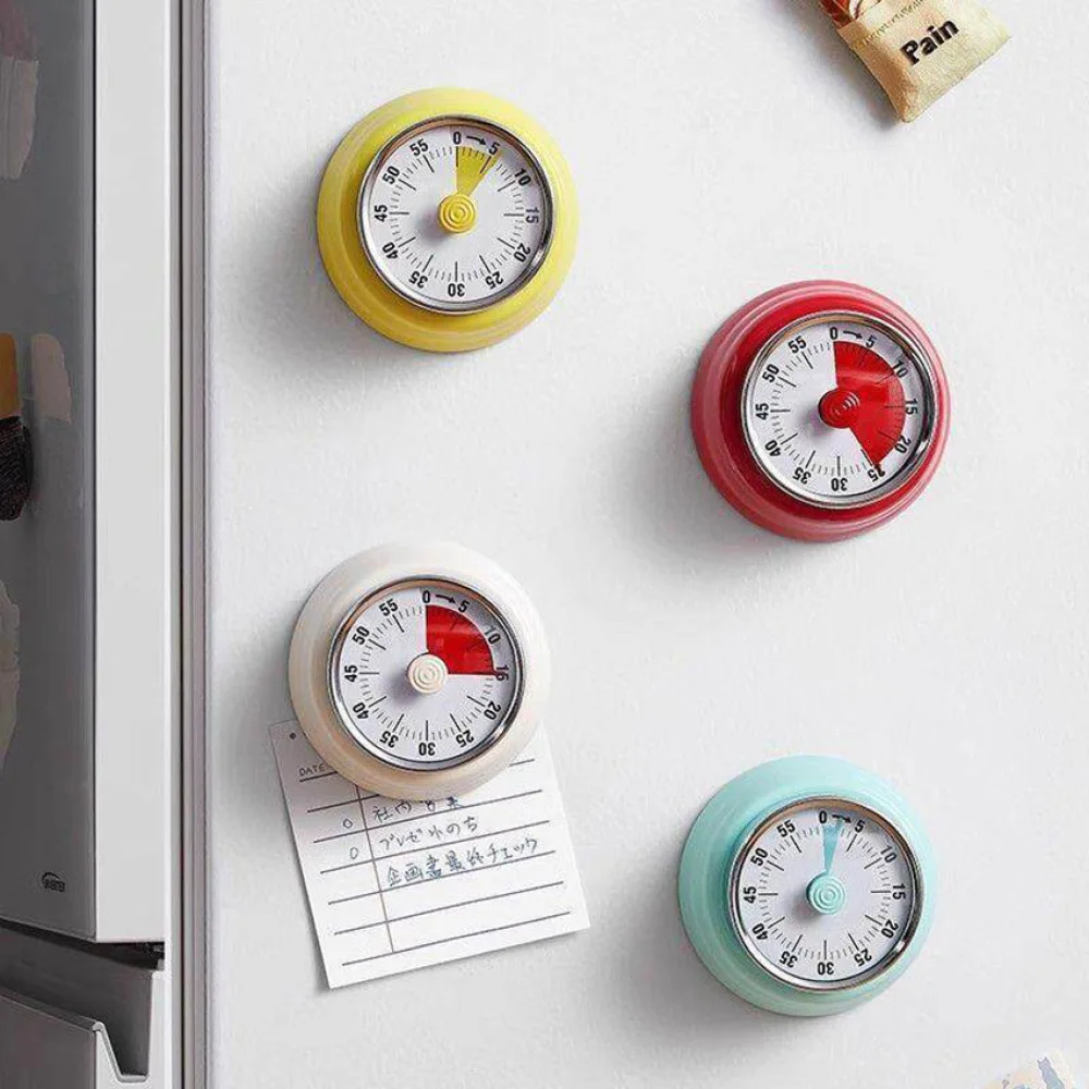 Magnetic Mount Mechanical Timer Kitchen Cooking Timer Visual Time Management Alarm Countdown Timing