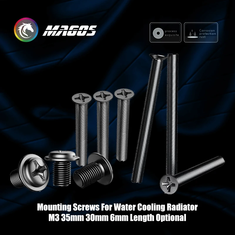 Mounting Screws for Water Cooling Radiator, M3 35/30/6mm Length Optional, M3*6/M3*35/M3*30, 12Pcs/Lot