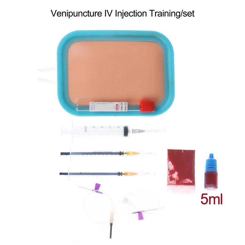 1 Set Human Skin Venipuncture IV Injection Training Silicone Pad Model Venous Blood Drawing Practice Model