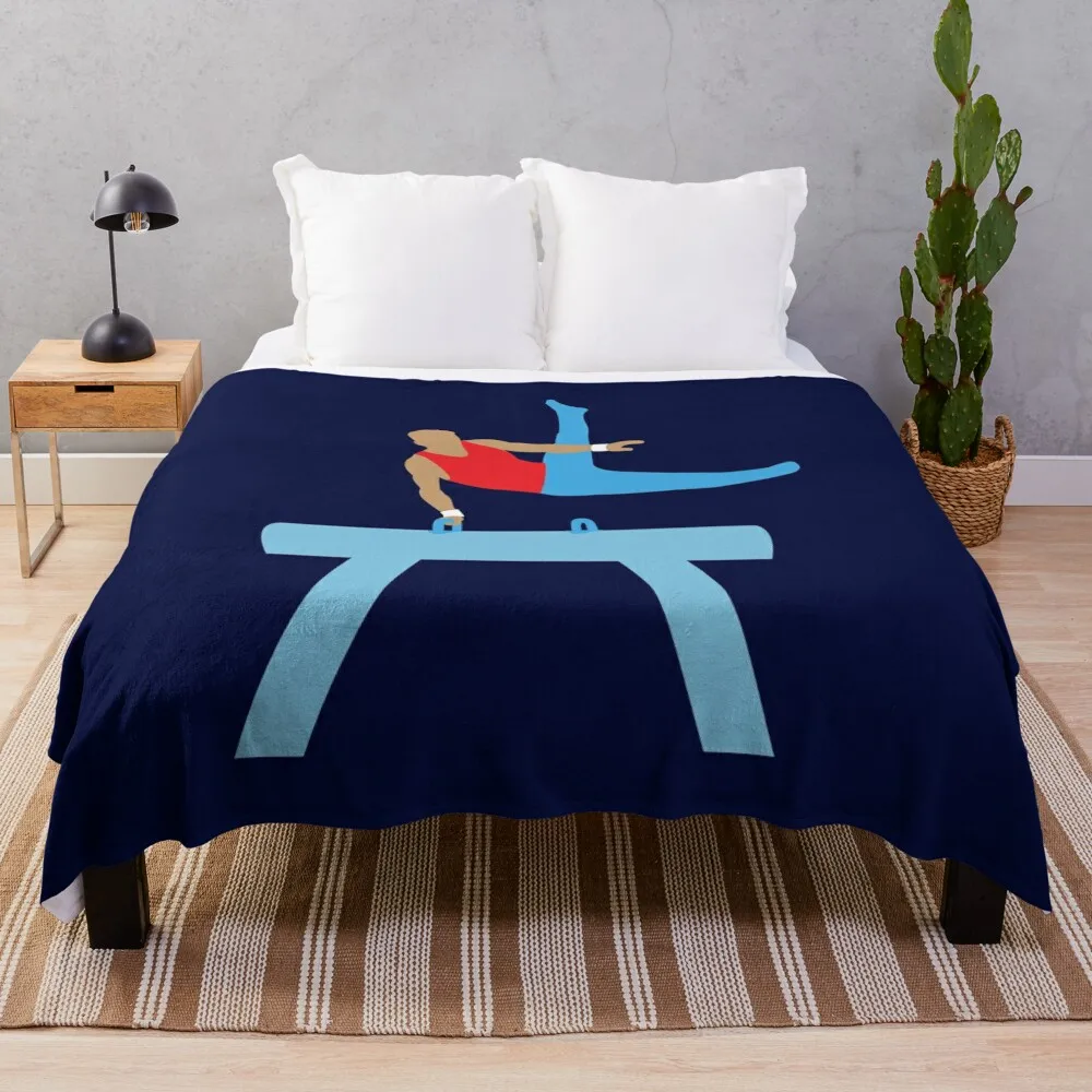 

Mens Gymnastics Male Gymnast on Pommel Horse Throw Blanket christmas gifts Decoratives Cute Blankets