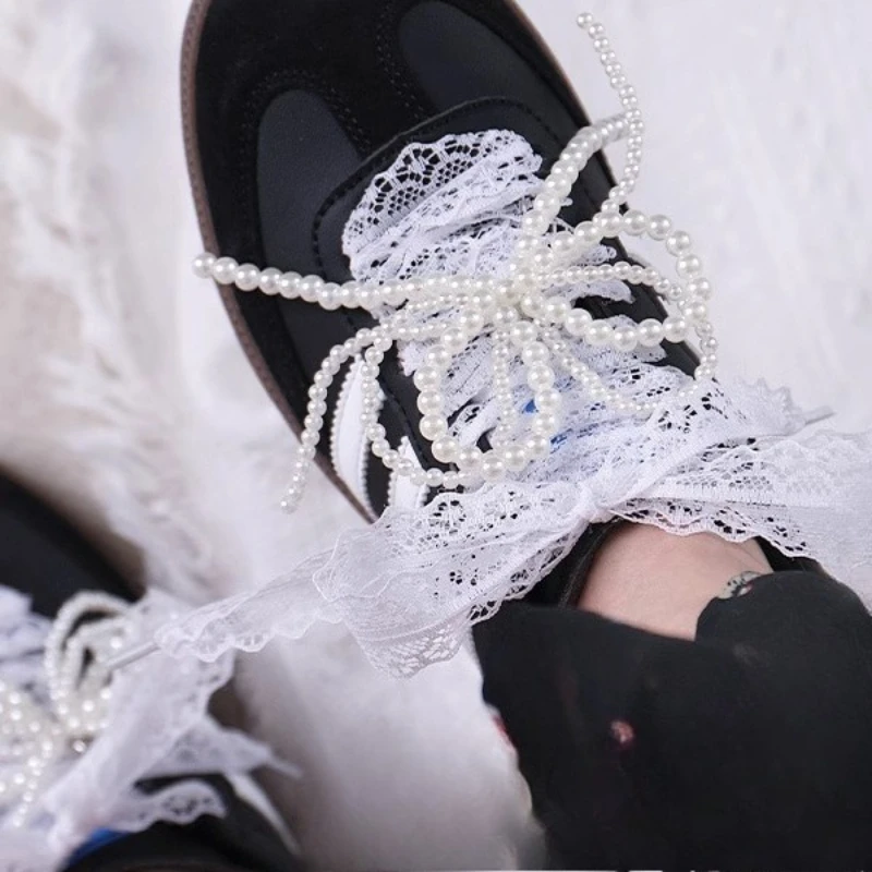 

Elegant Lace 2.9CM Width Flat Shoelace for Sneakers Shoelaces for Women Casual Shoes Black White Shoe Laces Accessorices