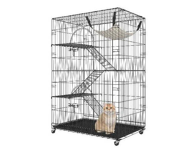 

%a 4 Tier Large Cat Playpen 30lbs/Layer DIY Cat Fence Cage Exercise Place Crate Metal Wire Kennel Indoor Rabbit House for Pet