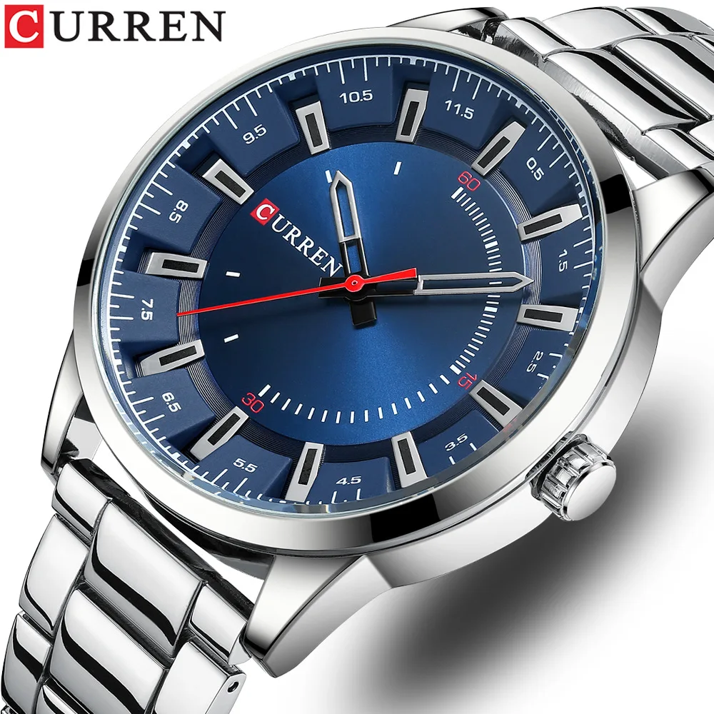 CURREN 8406 Men's Ultra-thin Large Dial Quartz Watch, Minimalist Business Water-resistant Stainless Steel-strap Wristwatch