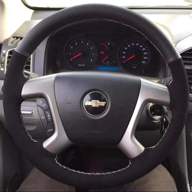 

for Chevrolet Captiva 2007-2014 Silverado GMC Sierra 2007-2013 Hand Stitched Genuine Leather suede car Steering Wheel Cover
