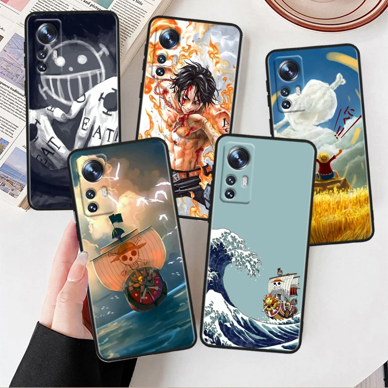 Japan Anime O-One Piece For Xiaomi Mi 13 12T 12S 12X 11i 11X 11T Play HyperCharge Lite Ultra Pro Black Soft Phone Case