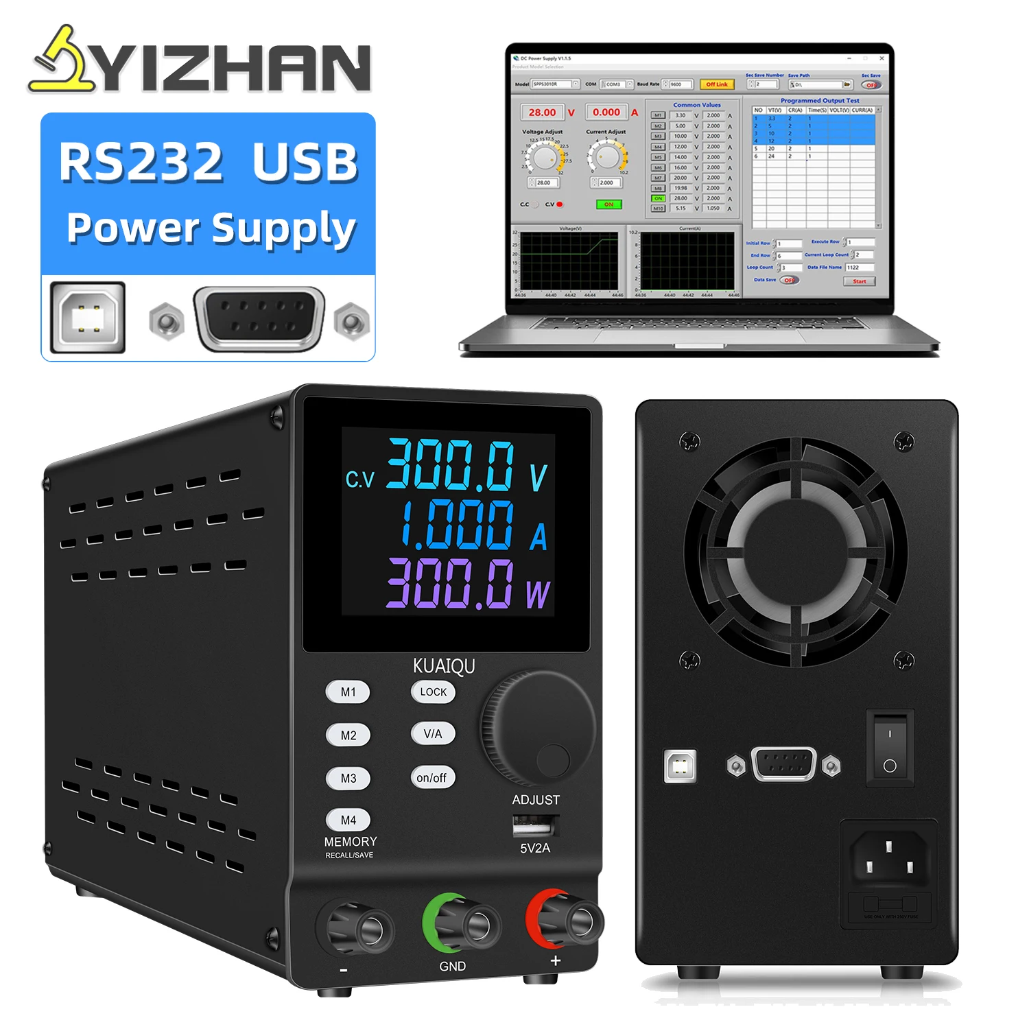 

YIZHAN программируемый источник питания RS232 USB Lab 0,001a 0,01 в Регулируемый регулятор напряжения ПК управление программными приводами хранение данных