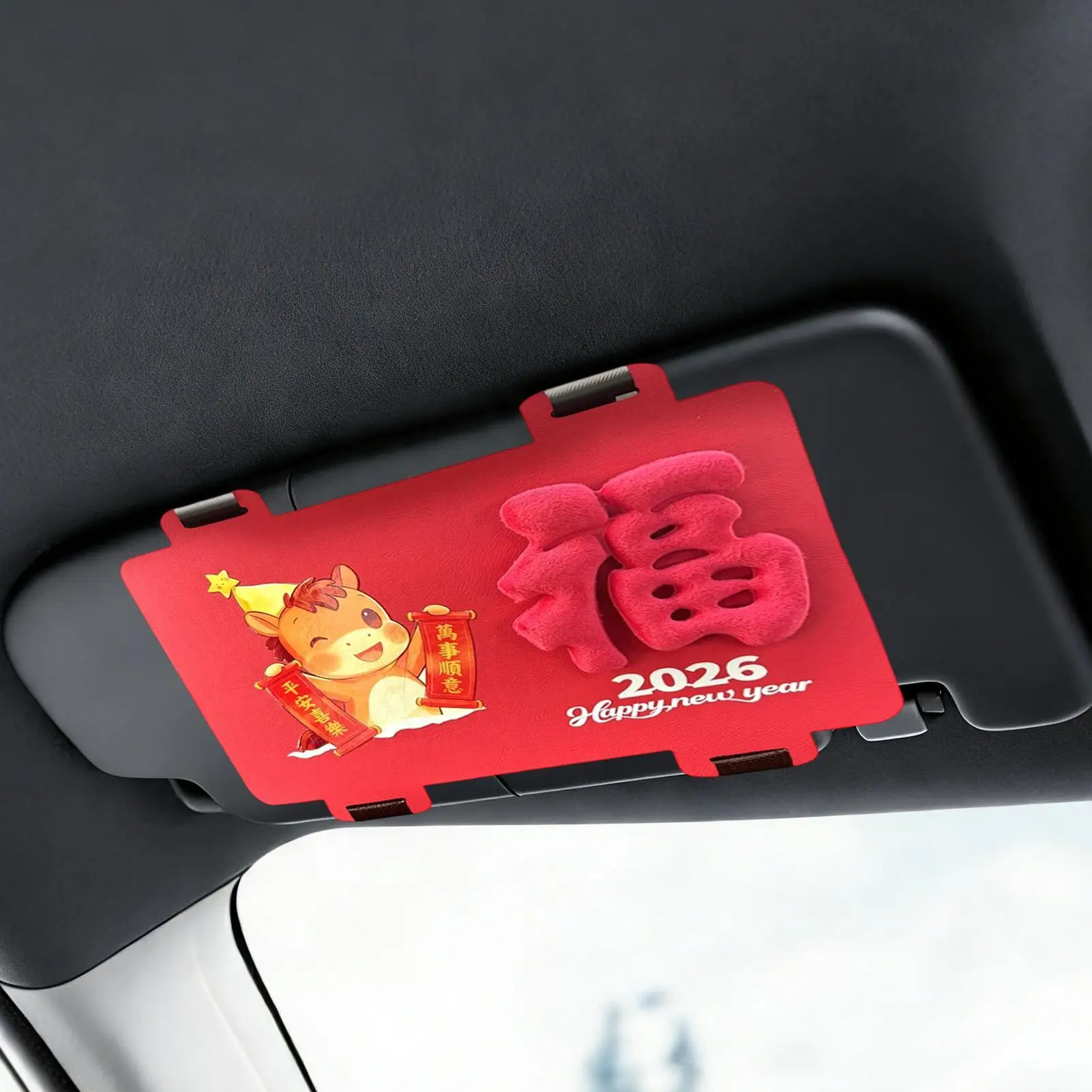 For For Car Sun Visors Car Decals Automotive Spring Festival Horse Stickers Chinese New Year Decorations For Vehicle Suv Truck