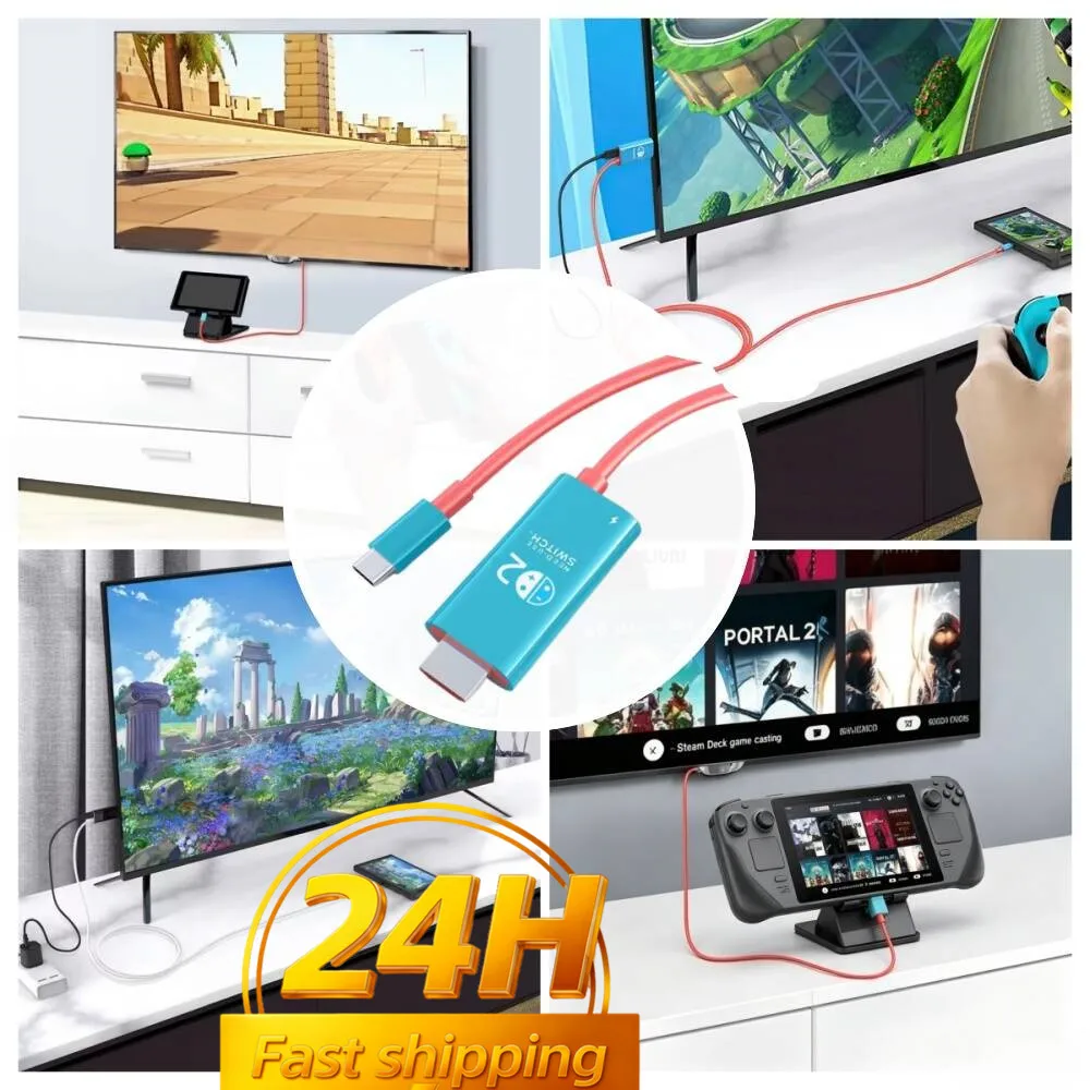 4K 60Hz USB-C to HDMI-Compatible Cable, Type-C HDTV Adapter for iPhone Switch Steam Deck MacBook iPad Samsung Xiaomi Laptop