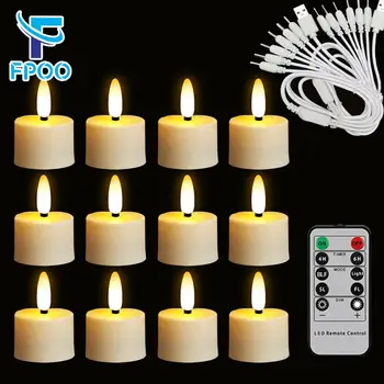 Candele elettroniche a LED Timer ricaricabile fiamme lampeggianti a distanza per il giorno delle vacanze candela per matrimoni decorazione della casa candela a Led