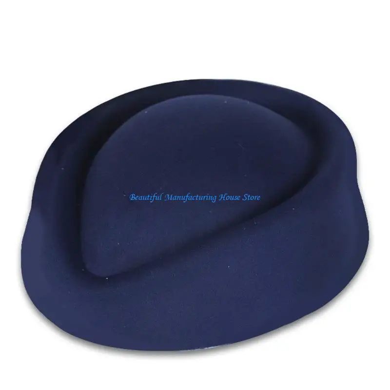 E56A Classical Polyester Stewardess Pillbox Hat Costume Cap French Design Ladies Dress Hat Warm Winter Fashion