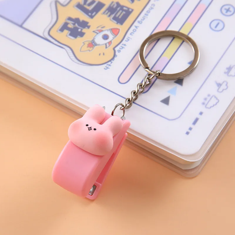 1pcs Cute Mini Stapler Portable Cartoon Staples Binding Tools File Organizer Office Stationery School Student Supplies Key Ring