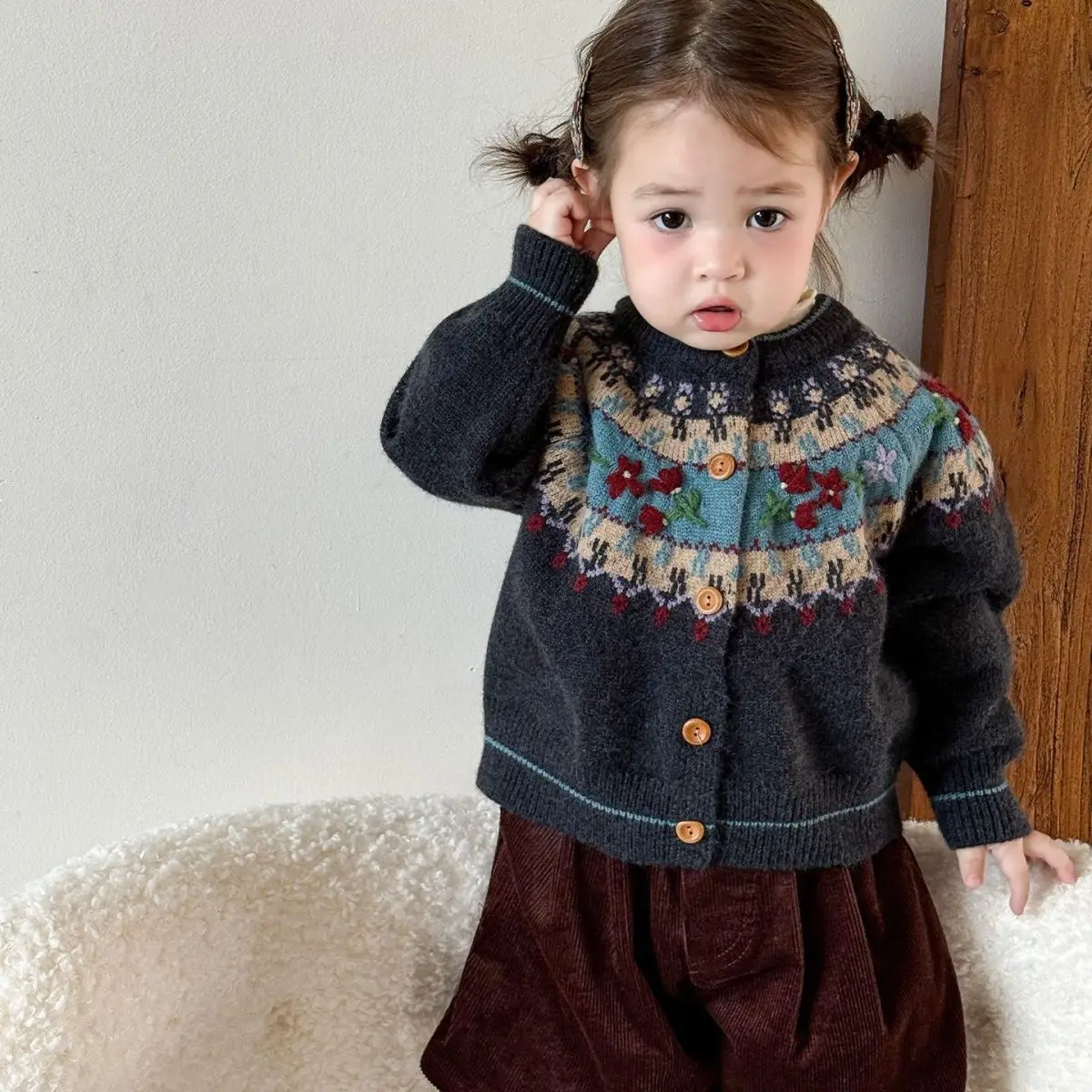 Mädchen-Strickjacke für den Herbst, Stylische und Superniedliche Kinder-Strickjacke, Babykleidung für Mädchen – Detail 1