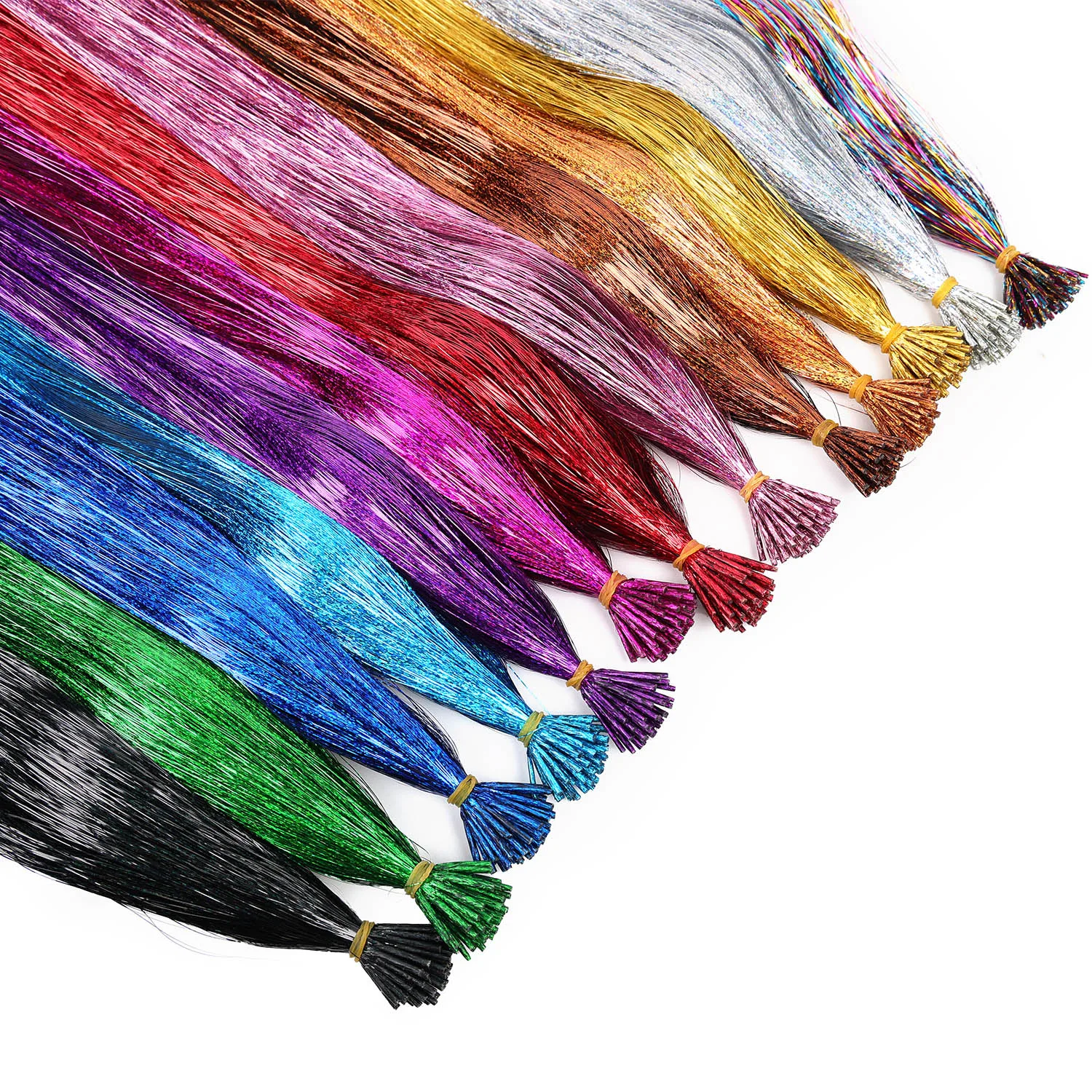 50pcs Synthetic I Tip Tinsel Hair Extensions Glitter Tinsel Hair Fairy Hairpieces Party Dazzle Hair Accessories For Women Girls image 3