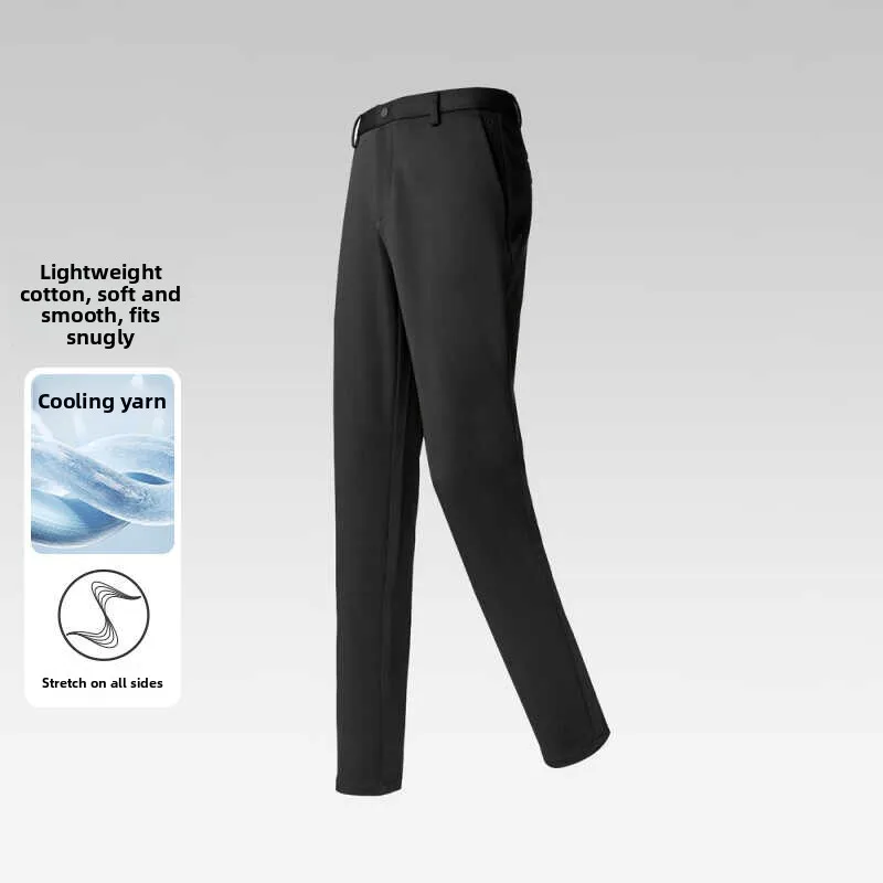 

Comfortable Elastic Silk Casual Pants for Men Pure Color Business Style Autumn Season Fashion Urban Wear Quick Dry Straight Leg