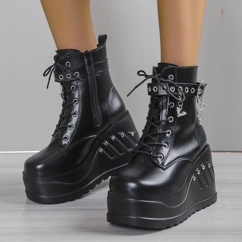 2023 nuovi stivali per le donne moda vendita calda Punk Goth piattaforma tacchi zeppa stivali da donna Casual Goth Punk taglia 35-43 scarpe da donna